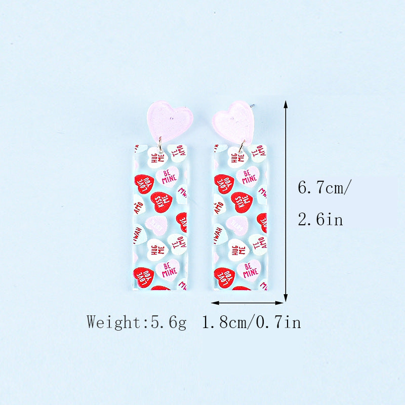 Wholesale Valentine's Day Love Letter Love Heart-shaped Red and Pink Earrings